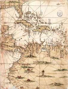 Map of Spanish territories in the Americas, c. 1600.
